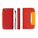 CUSTODIA ORIZZONTALE FLIP SAMSUNG S6500 Galaxy Mini 2 WALLET COLORE ROSSO/ARANCIONE