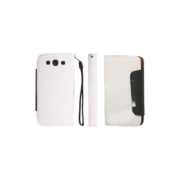 CUSTODIA ORIZZONTALE FLIP SAMSUNG S6500 Galaxy Mini 2 WALLET COLORE BIANCO/NERO