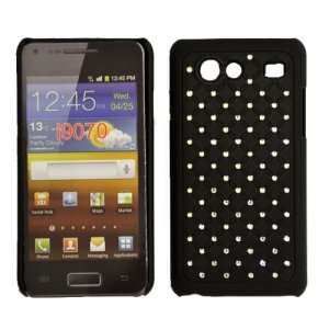 CUSTODIA RIGIDA GOMMATA CON BRILLANTINI per SAMSUNG I9070 Galaxy Advance S COLORE NERO