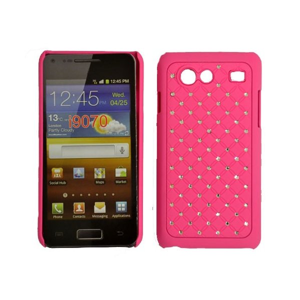 CUSTODIA RIGIDA GOMMATA CON BRILLANTINI per SAMSUNG I9070 Galaxy Advance S COLORE ROSA