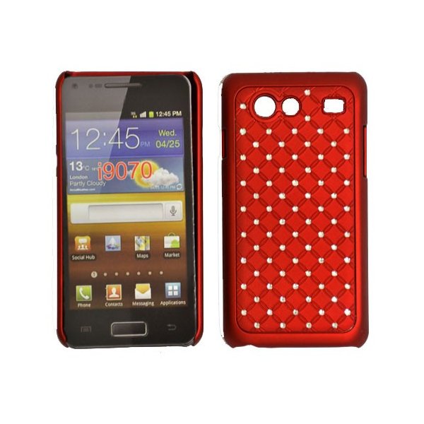 CUSTODIA RIGIDA GOMMATA CON BRILLANTINI per SAMSUNG I9070 Galaxy Advance S COLORE ROSSO