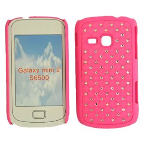 CUSTODIA RIGIDA GOMMATA CON BRILLANTINI per SAMSUNG S6500 Galaxy Mini 2 COLORE ROSA