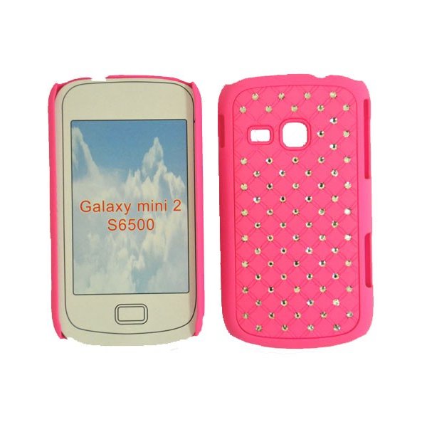 CUSTODIA RIGIDA GOMMATA CON BRILLANTINI per SAMSUNG S6500 Galaxy Mini 2 COLORE ROSA