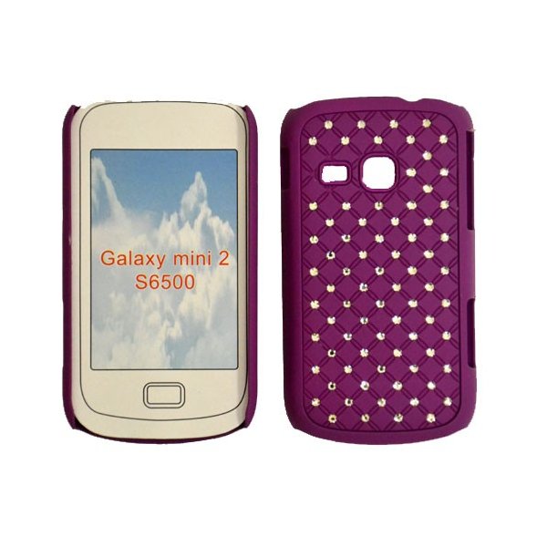 CUSTODIA RIGIDA GOMMATA CON BRILLANTINI per SAMSUNG S6500 Galaxy Mini 2 COLORE VIOLA