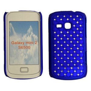 CUSTODIA RIGIDA GOMMATA CON BRILLANTINI per SAMSUNG S6500 Galaxy Mini 2 COLORE BLU