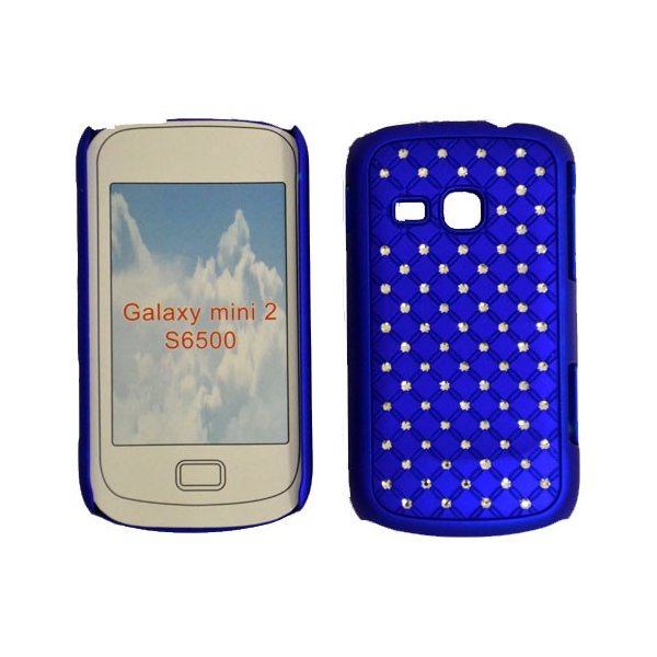 CUSTODIA RIGIDA GOMMATA CON BRILLANTINI per SAMSUNG S6500 Galaxy Mini 2 COLORE BLU