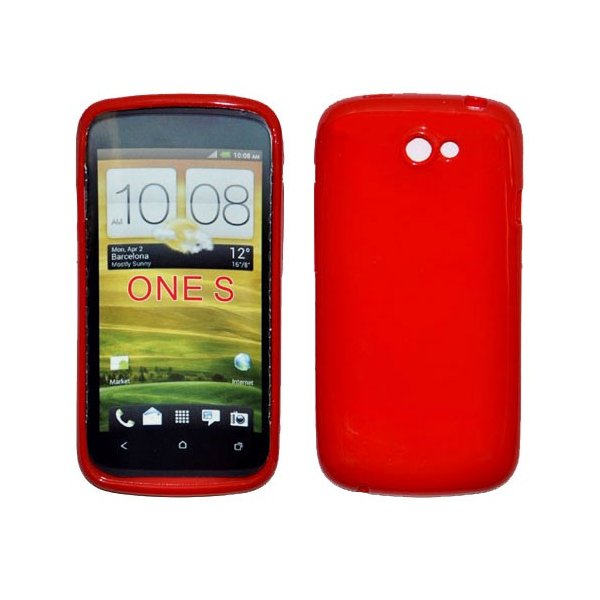 CUSTODIA GEL TPU SILICONE LUCIDA per HTC ONE S COLORE ROSSO