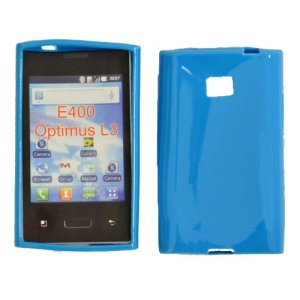 CUSTODIA GEL TPU SILICONE LUCIDA per LG E400 OPTIMUS L3 COLORE BLU