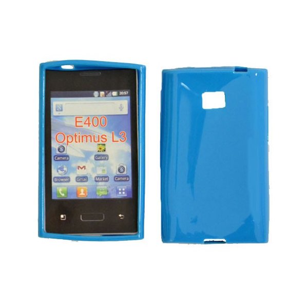 CUSTODIA GEL TPU SILICONE LUCIDA per LG E400 OPTIMUS L3 COLORE BLU