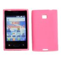 CUSTODIA GEL TPU SILICONE LUCIDA per LG E400 OPTIMUS L3 COLORE ROSA