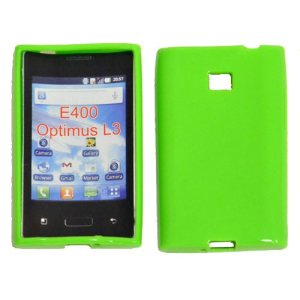 CUSTODIA GEL TPU SILICONE LUCIDA per LG E400 OPTIMUS L3 COLORE VERDE