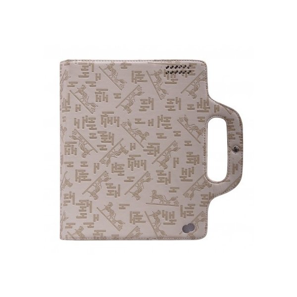 CUSTODIA VALIGETTA IN PELLE CON MANICI E STAND ORIZZONTALE per APPLE IPAD2, IPAD3, IPAD4 COLORE BEIGE A FANTASIA