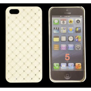 CUSTODIA per APPLE IPHONE SE, IPHONE 5S, IPHONE 5 - BACK RIGIDA CON BRILLANTINI COLORE BIANCO