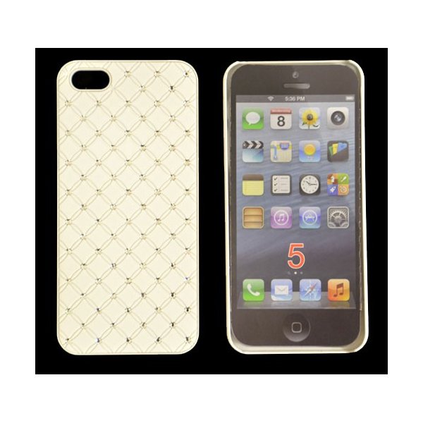 CUSTODIA per APPLE IPHONE SE, IPHONE 5S, IPHONE 5 - BACK RIGIDA CON BRILLANTINI COLORE BIANCO