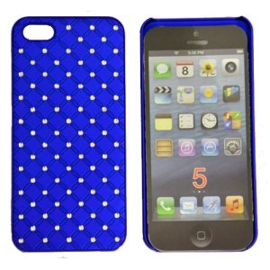 CUSTODIA per APPLE IPHONE SE, IPHONE 5S, IPHONE 5 - BACK RIGIDA CON BRILLANTINI COLORE BLU