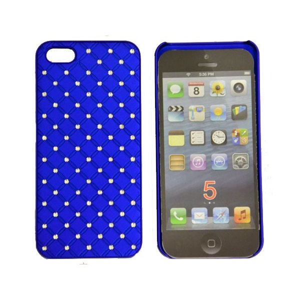 CUSTODIA per APPLE IPHONE SE, IPHONE 5S, IPHONE 5 - BACK RIGIDA CON BRILLANTINI COLORE BLU