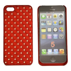 CUSTODIA per APPLE IPHONE SE, IPHONE 5S, IPHONE 5 - BACK RIGIDA CON BRILLANTINI COLORE ROSSO