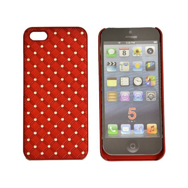 CUSTODIA per APPLE IPHONE SE, IPHONE 5S, IPHONE 5 - BACK RIGIDA CON BRILLANTINI COLORE ROSSO