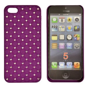 CUSTODIA per APPLE IPHONE SE, IPHONE 5S, IPHONE 5 - BACK RIGIDA CON BRILLANTINI COLORE VIOLA