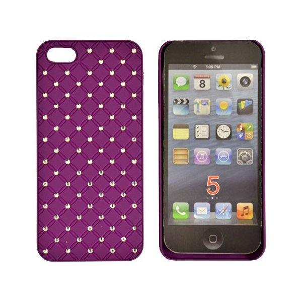 CUSTODIA per APPLE IPHONE SE, IPHONE 5S, IPHONE 5 - BACK RIGIDA CON BRILLANTINI COLORE VIOLA