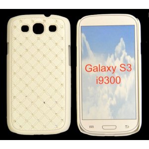 CUSTODIA RIGIDA GOMMATA CON BRILLANTINI per SAMSUNG I9300 Galaxy S3, I9300i Galaxy S3 Neo COLORE BIANCO