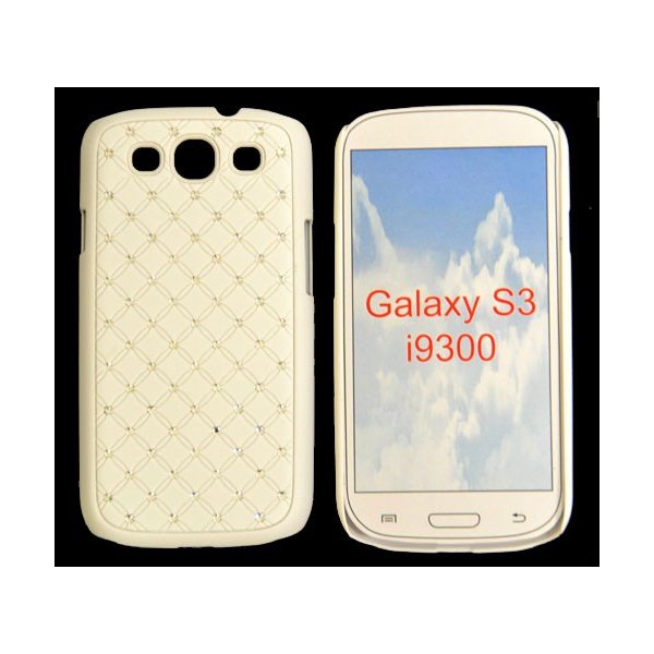 CUSTODIA RIGIDA GOMMATA CON BRILLANTINI per SAMSUNG I9300 Galaxy S3, I9300i Galaxy S3 Neo COLORE BIANCO