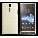 CUSTODIA RIGIDA GOMMATA CON BRILLANTINI per SONY XPERIA S, LT26i COLORE BIANCO