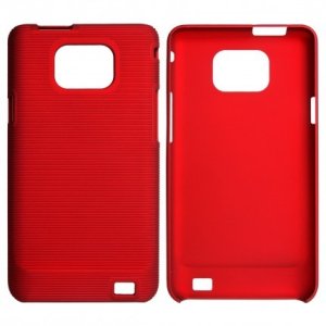 CUSTODIA RIGIDA CON RIGHE ORIZZONTALI per SAMSUNG I9100 Galaxy S II, I9105 Galaxy S II Plus COLORE ROSSO