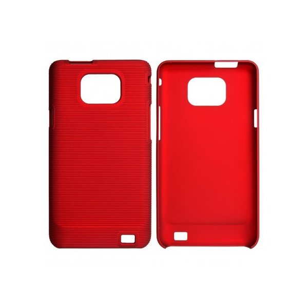 CUSTODIA RIGIDA CON RIGHE ORIZZONTALI per SAMSUNG I9100 Galaxy S II, I9105 Galaxy S II Plus COLORE ROSSO