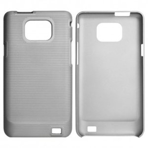 CUSTODIA RIGIDA CON RIGHE ORIZZONTALI per SAMSUNG I9100 Galaxy S II, I9105 Galaxy S II Plus COLORE GRIGIO