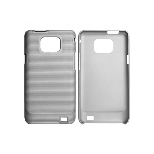 CUSTODIA RIGIDA CON RIGHE ORIZZONTALI per SAMSUNG I9100 Galaxy S II, I9105 Galaxy S II Plus COLORE GRIGIO