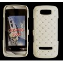 CUSTODIA RIGIDA GOMMATA CON BRILLANTINI per NOKIA ASHA 305, 306 COLORE BIANCO