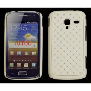 CUSTODIA RIGIDA GOMMATA CON BRILLANTINI per SAMSUNG I8160 Galaxy Ace 2 COLORE BIANCO