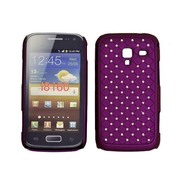 CUSTODIA RIGIDA GOMMATA CON BRILLANTINI per SAMSUNG I8160 Galaxy Ace 2 COLORE VIOLA