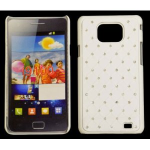 CUSTODIA RIGIDA GOMMATA CON BRILLANTINI per SAMSUNG I9100 GALAXY S II, I9105 GALAXY S II PLUS COLORE BIANCO