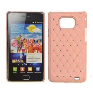 CUSTODIA RIGIDA GOMMATA CON BRILLANTINI per SAMSUNG I9100 GALAXY S II, I9105 GALAXY S II PLUS COLORE ROSA