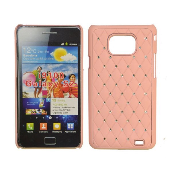 CUSTODIA RIGIDA GOMMATA CON BRILLANTINI per SAMSUNG I9100 GALAXY S II, I9105 GALAXY S II PLUS COLORE ROSA