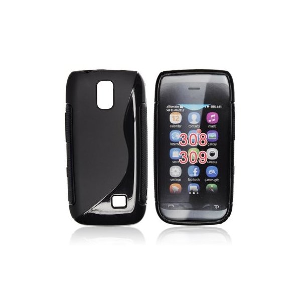 CUSTODIA GEL TPU SILICONE DOUBLE NOKIA ASHA 308, ASHA 309 COLORE NERO