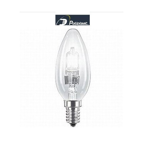 LAMPADINA ALOGENA CANDELA 28W ATTACCO PICCOLO E14 SVILUPPA 37W POLIPLAST