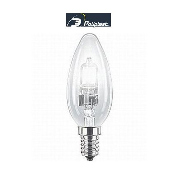 LAMPADINA ALOGENA CANDELA 42W ATTACCO PICCOLO E14 SVILUPPA 55W POLIPLAST