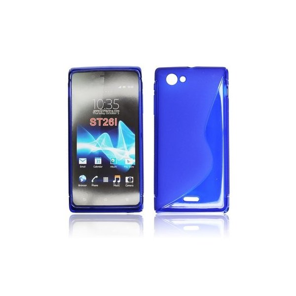 CUSTODIA GEL TPU SILICONE DOUBLE per SONY XPERIA J ST26i COLORE BLU