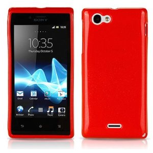 CUSTODIA GEL TPU SILICONE LUCIDA per SONY XPERIA J ST26i COLORE ROSSO