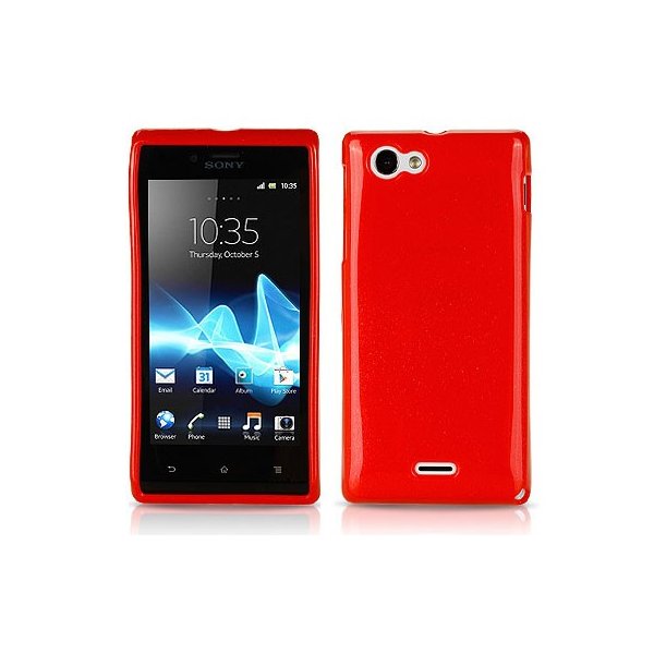 CUSTODIA GEL TPU SILICONE LUCIDA per SONY XPERIA J ST26i COLORE ROSSO