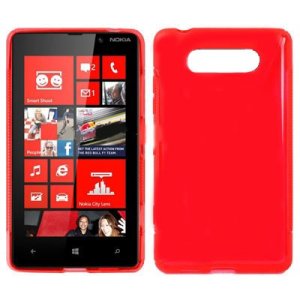 CUSTODIA GEL TPU SILICONE LUCIDA per NOKIA 820 LUMIA COLORE ROSSO