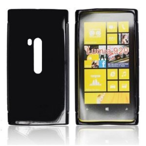 CUSTODIA GEL TPU SILICONE LUCIDA per NOKIA 920 LUMIA COLORE NERO