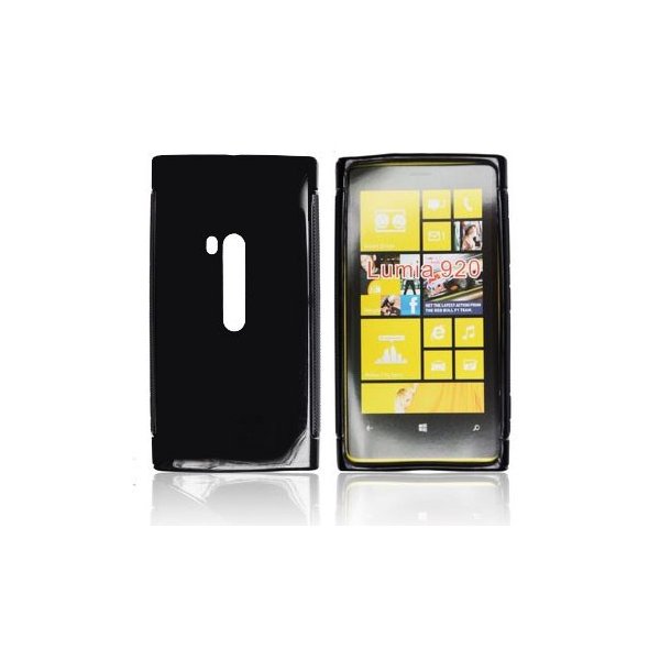 CUSTODIA GEL TPU SILICONE LUCIDA per NOKIA 920 LUMIA COLORE NERO