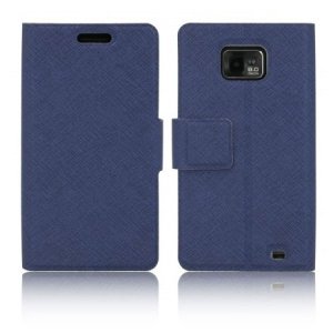 CUSTODIA FLIP ORIZZONTALE SLIM per SAMSUNG I9100 Galaxy S2, I9105 Galaxy S2 Plus CON STAND E CHIUSURA MAGNETICA COLORE BLU