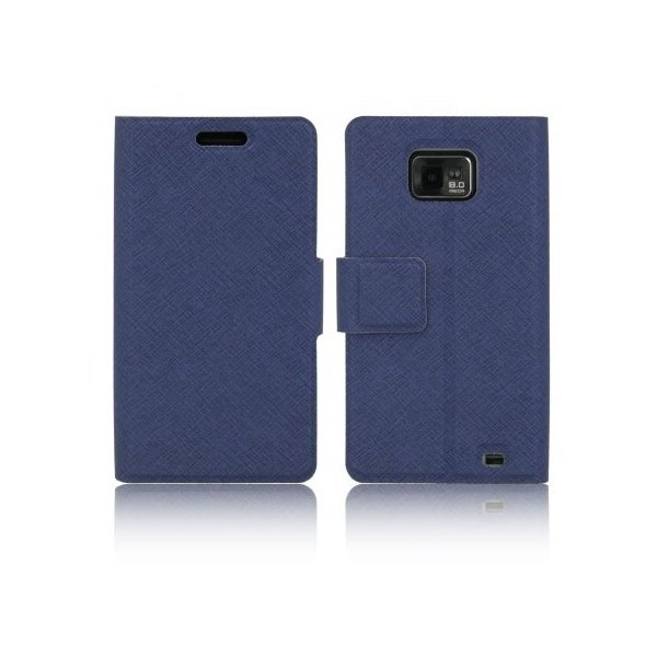 CUSTODIA FLIP ORIZZONTALE SLIM per SAMSUNG I9100 Galaxy S2, I9105 Galaxy S2 Plus CON STAND E CHIUSURA MAGNETICA COLORE BLU