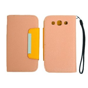 CUSTODIA ORIZZONTALE FLIP per SAMSUNG I9300 GALAXY S3, I9300i GALAXY S3 NEO WALLET COLORE ROSA/ARANCIONE