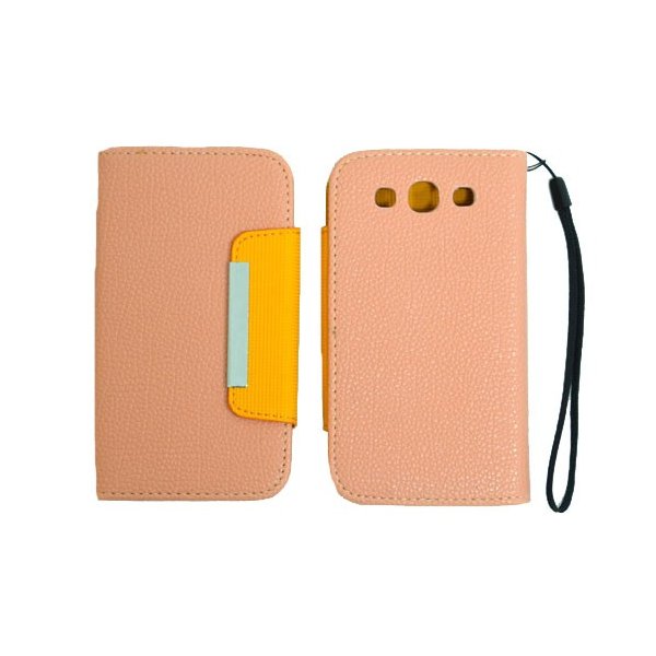 CUSTODIA ORIZZONTALE FLIP per SAMSUNG I9300 GALAXY S3, I9300i GALAXY S3 NEO WALLET COLORE ROSA/ARANCIONE